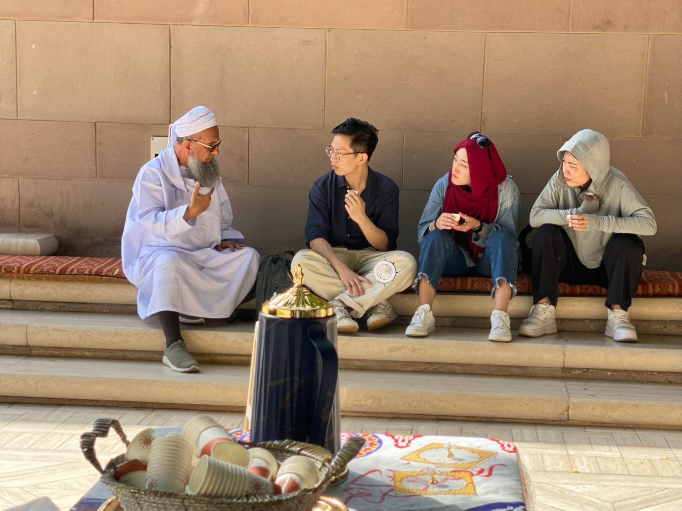 Omani coffee and dates with your guide at the Grand Mosque