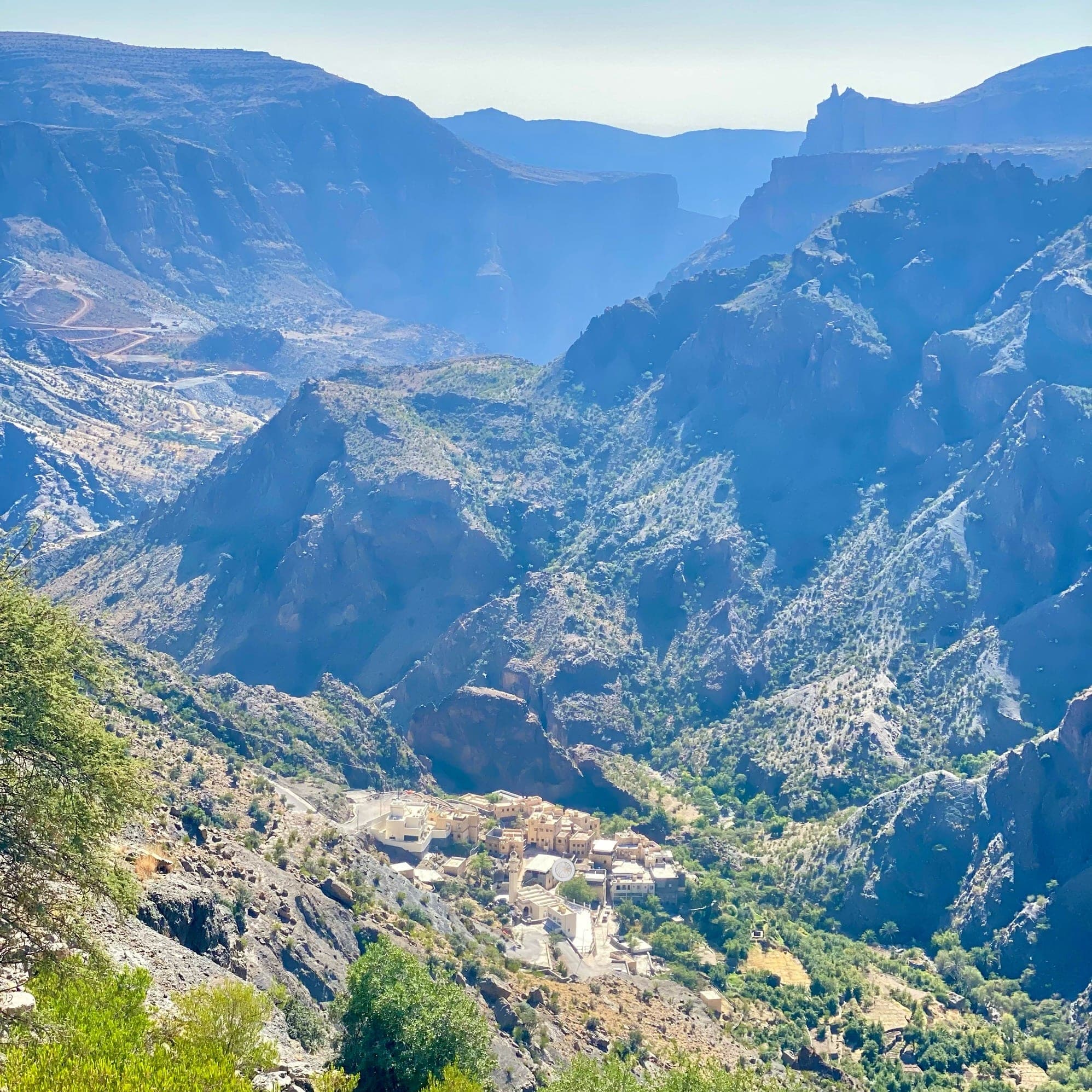 Mountain village deep in the canyon below the Saiq Plateau, Jabal Akhdar